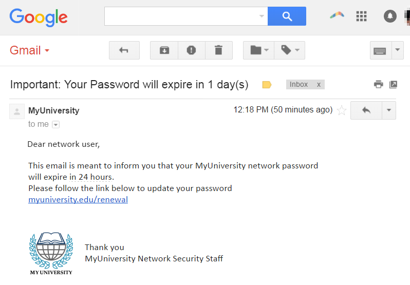 phishing attack email example
